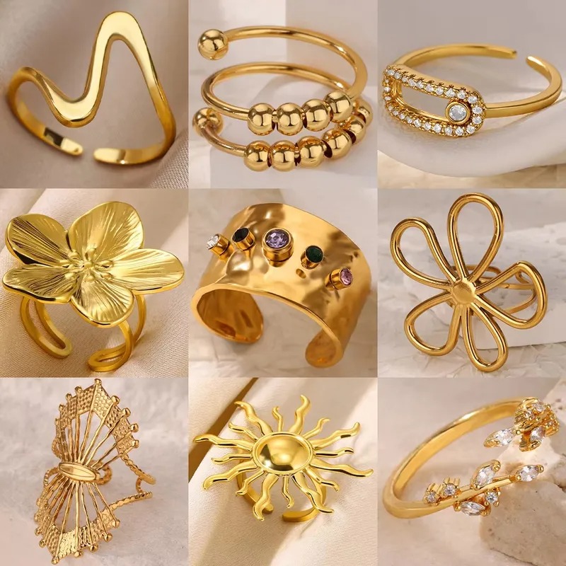 Anillos Recubrimiento PVD Chapado En Oro