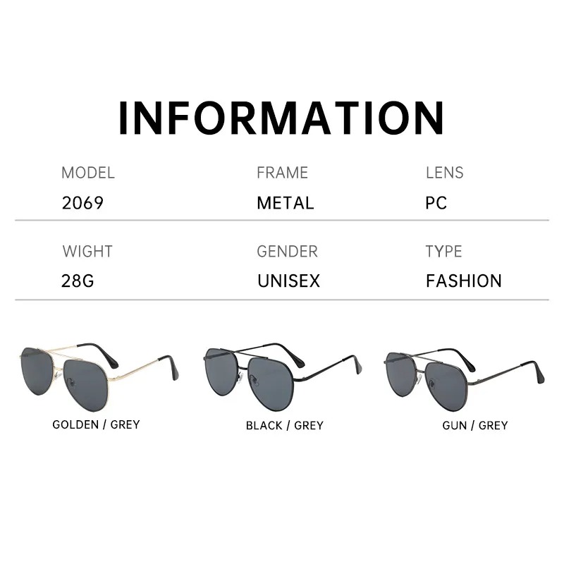 Gafas sol aviador doble viga clasica