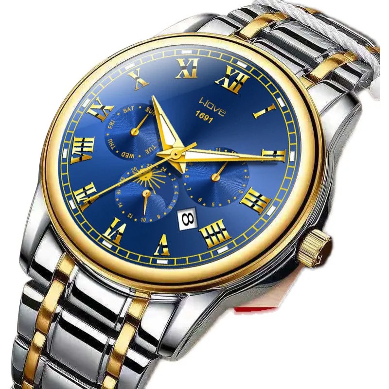 Reloj pulsera lujo alta gama automatico cuarzo impermeable luz nocturna