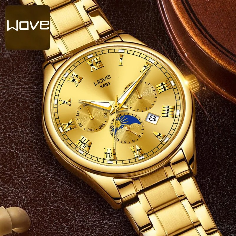 Reloj pulsera lujo alta gama automatico cuarzo impermeable luz nocturna