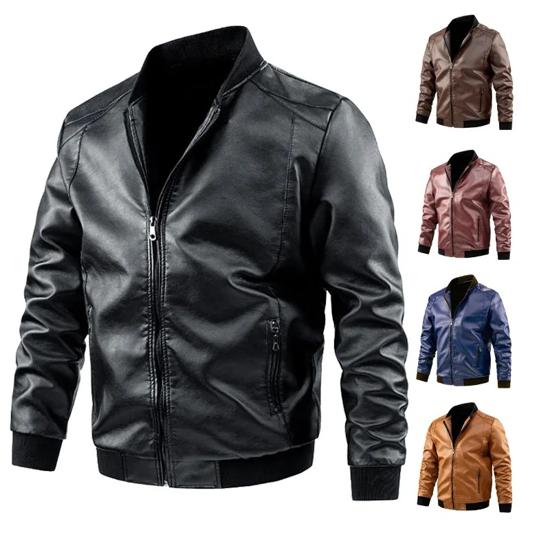 Chaqueta cuero hombres motocicleta